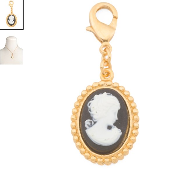 Ben-Amun Jewelry - New BEN AMUN 24k Gold Electroplated Cameo CHARM Pendant Made In USA Gold Black